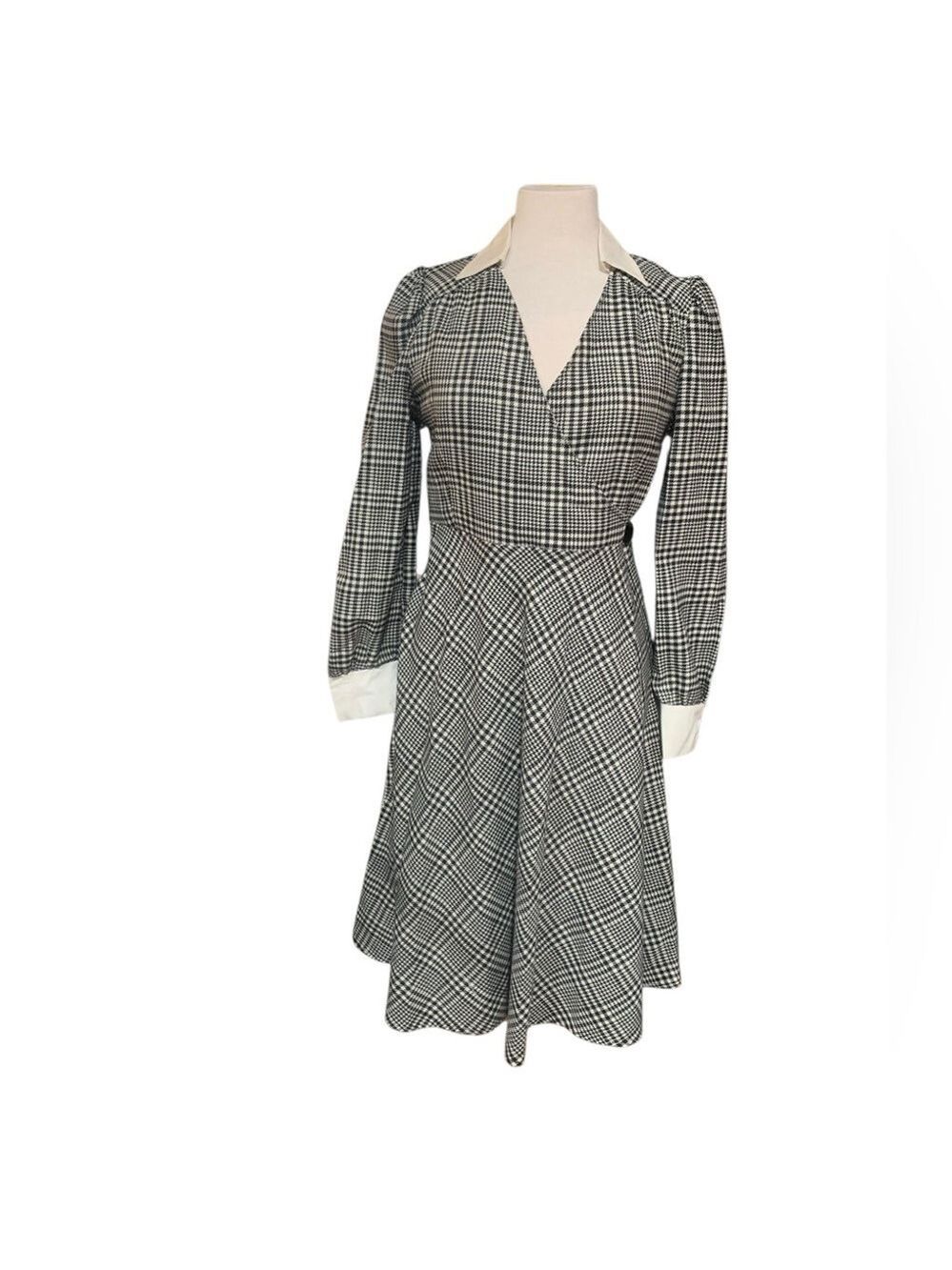 Vintage 90’s Bonnie Jean houndstooth faux wrap dress size 8